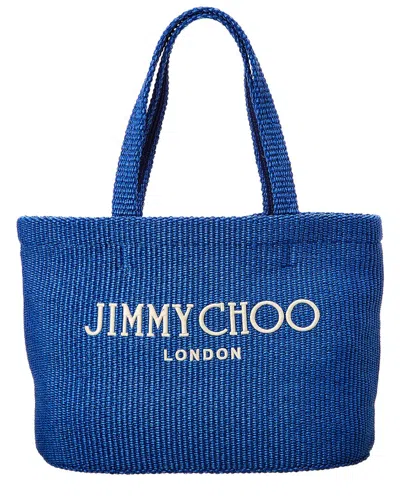 Jimmy Choo Mini Woven Beach Tote Bag In Blue