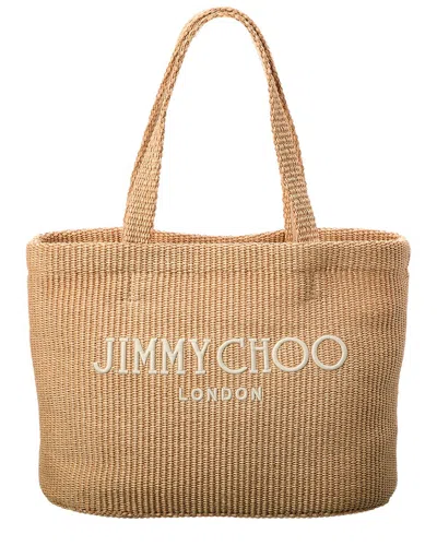 Jimmy Choo Beach East-west Raffia Tote In Brown