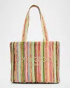 Jimmy Choo Beach Medium Striped Raffia Tote Bag