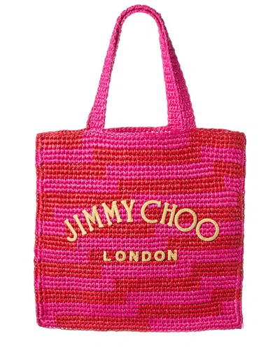 Jimmy Choo Beach Ns Raffia Tote In Pink