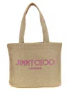 Jimmy Choo Gold Rafia Mini Beach Shopping Bag In Gold