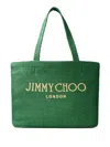 Jimmy Choo Logo Embroidered Woven Tote Bag