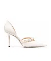 Jimmy Choo Aurelie 85 Faux Pearl-embellished Patent-leather Pumps In White