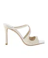 Jimmy Choo Beaded Square-headed High-heeled Sandals In White