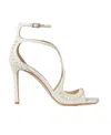 Jimmy Choo Beaded Square-headed High-heeled Sandals In White