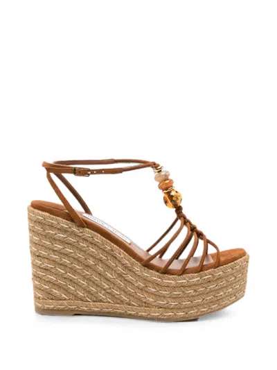 Jimmy Choo Bead-embellished Wedge Sandals In Orange