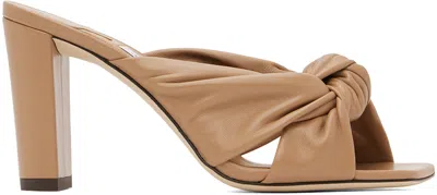 Jimmy Choo Beige Avenue 85 Mules In Biscuit