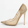 Jimmy Choo Beige Lace And Mesh Abel Pumps In Gray