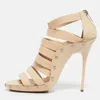 Jimmy Choo Beige Leather And Patent Ankle Strap Sandals In Neutral