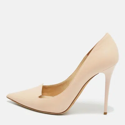 Pre-owned Jimmy Choo Beige Leather Avril Pointed Toe Pumps Size 38 In Sand