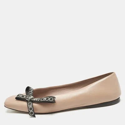 Pre-owned Jimmy Choo Beige Leather Ballet Flats Size 38.5