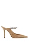 Jimmy Choo Beige Leather Bing 100 Mules In Neutral