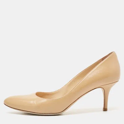 Pre-owned Jimmy Choo Beige Leather Gilbert Pumps Size 38.5