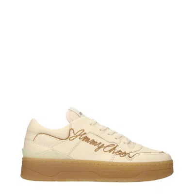 Jimmy Choo Beige Leather Low Top Sneakers In Neutral