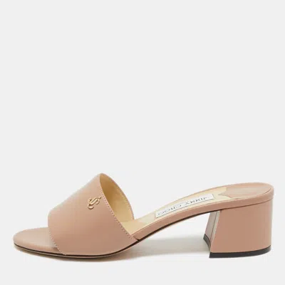 Pre-owned Jimmy Choo Beige Leather Minea 45 Slide Sandals Size 39