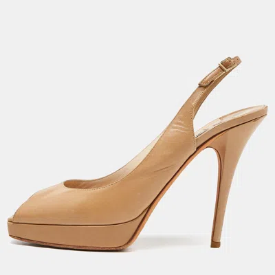 Jimmy Choo Beige Leather Platform Pumps In Brown