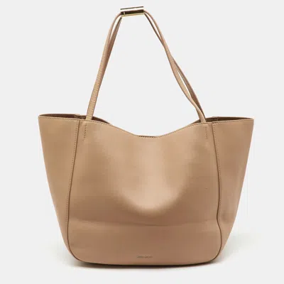 Pre-owned Jimmy Choo Beige Leather Shopper Tote In Sand