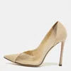 Jimmy Choo Beige Linen And Pvc Cass Pointed Toe Pumps In Neutral