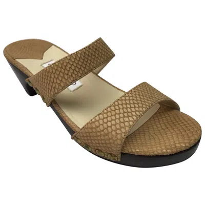 Pre-owned Jimmy Choo Beige Lizard Slides - 40 In Brown
