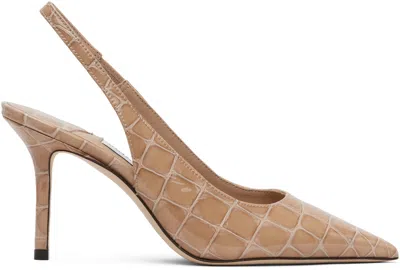 Jimmy Choo Beige Love Sling Back 85 Heels In Brown