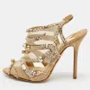 Jimmy Choo Beige Mesh And Suede Crystal Embellished Slingback Sandals In Sand