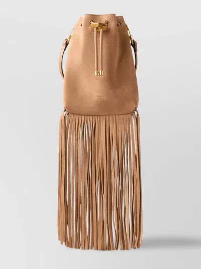 Jimmy Choo Beige N/s Bucket Bag With Fringes