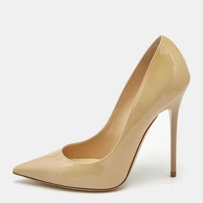 Pre-owned Jimmy Choo Beige Patent Leather Anouk Pumps Size 36.5
