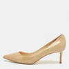 Jimmy Choo Beige Patent Leather Romy Pointed Toe Pumps In Neutral