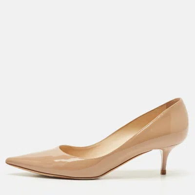 Pre-owned Jimmy Choo Beige Patent Leather Romy Pointed Toe Pumps Size 36