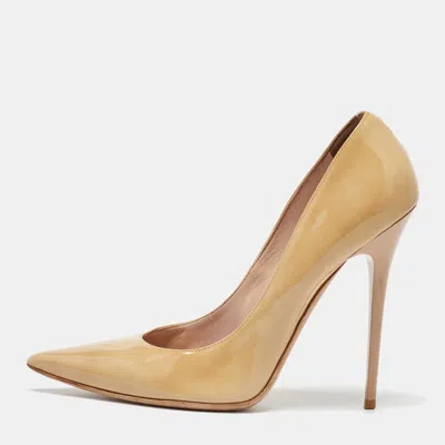 Pre-owned Jimmy Choo Beige Patent Leather Romy Pointed Toe Pumps Size 40