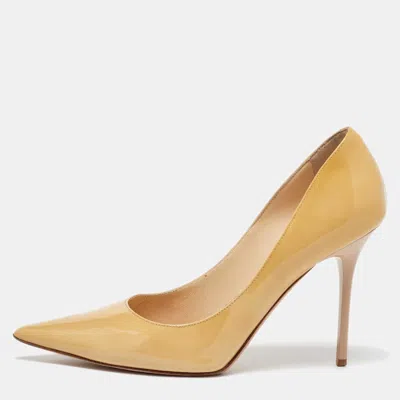 Pre-owned Jimmy Choo Beige Patent Leather Romy Pumps Size 37.5