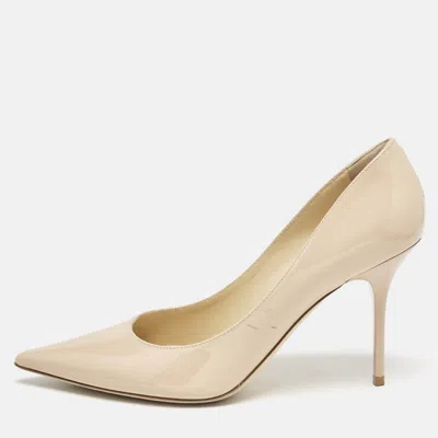 Pre-owned Jimmy Choo Beige Patent Leather Romy Pumps Size 38.5