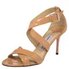 Jimmy Choo Beige Patent Leather Vamp Strappy Sandals In Neutral