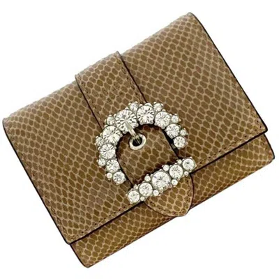 Pre-owned Jimmy Choo Beige Pink Leather Wallet (tri-fold) ()
