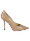 Jimmy Choo Womens Ballet Pink Love 100 Patent-leather Courts In Beige