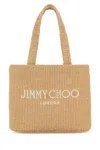 Jimmy Choo Mini Beach Shopping Bag Rafia In Naturallatte