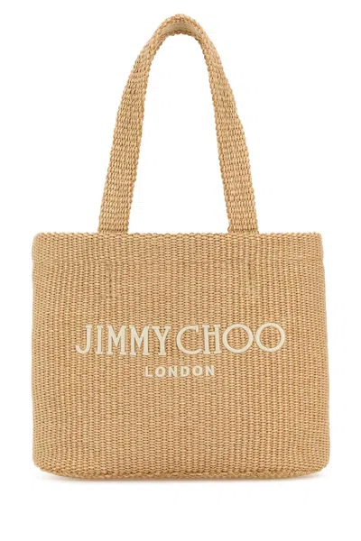 Jimmy Choo Beige Rafia Mini Beach Shopping Bag In Naturallatte