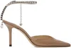 Jimmy Choo Saeda Pointed Toe Pumps In Ballet Pink/crystal