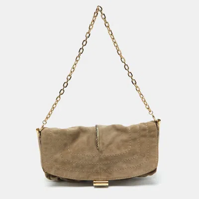Pre-owned Jimmy Choo Beige Suede And Leather Flap Shoulder Bag