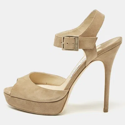 Pre-owned Jimmy Choo Beige Suede Linda Sandals Size 39