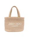 Jimmy Choo Beach Tote With Woven Texture And Removable Strap In Beige