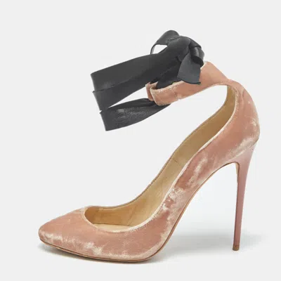 Pre-owned Jimmy Choo Beige Velvet Rosana Round Toe Pumps Size 38 In Sand