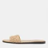 Jimmy Choo Beige Woven Raffia And Leather Minea Flat Slide Sandals In Neutral