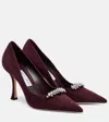 Jimmy Choo Belinda 90 Crystal-embellished Suede Pumps In Burgundy