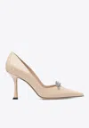 Jimmy Choo 90mm Belinda Crystal-embellished Pumps In Gold