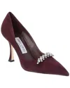 Jimmy Choo Belinda 90 Crystal-embellished Suede Pumps In Red