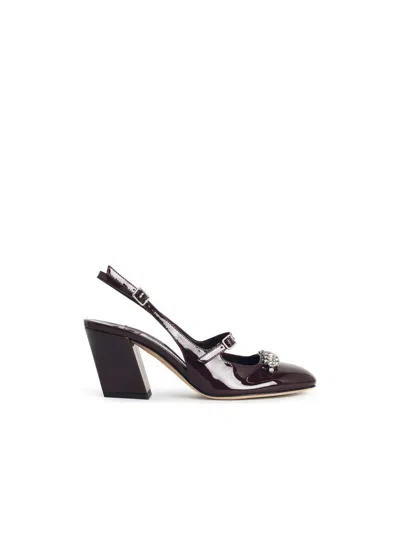 Jimmy Choo 'belinda' Deep Merlot Leather Slingbacks In Red