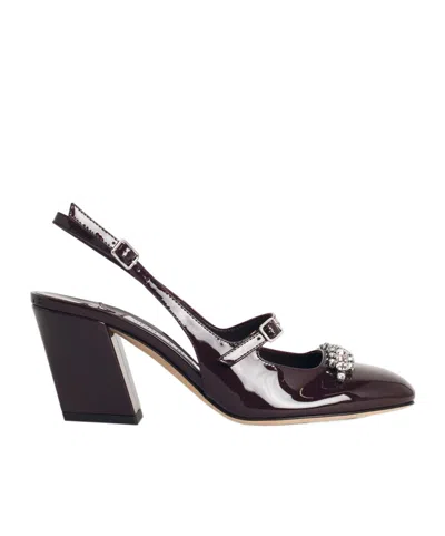 Jimmy Choo 'belinda' Deep Merlot Leather Slingbacks In Burgundy