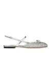 Jimmy Choo Glitter Pointed Toe Sandals With Embellished Detail In Silver
