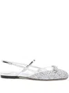 Jimmy Choo Glitter Pointed Toe Sandals With Embellished Detail In Silver